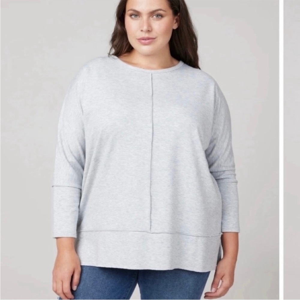 SPANX Perfect Length Top, Dolman 3/4 Sleeve in Soft Grey Heather Size Medium